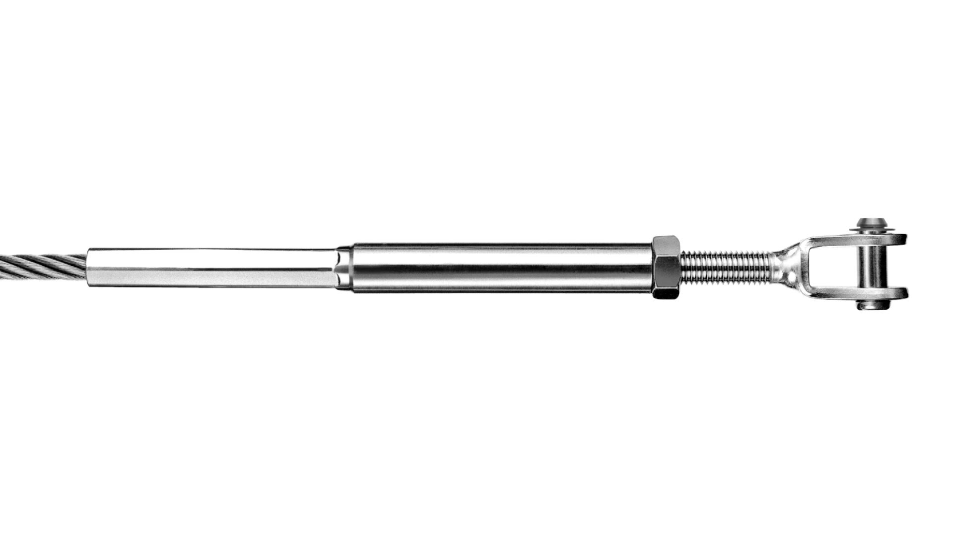 Clevis and internal thread-end left-hand swaged for rope Ø 3 - 8 mm. PHASED-OUT ITEM