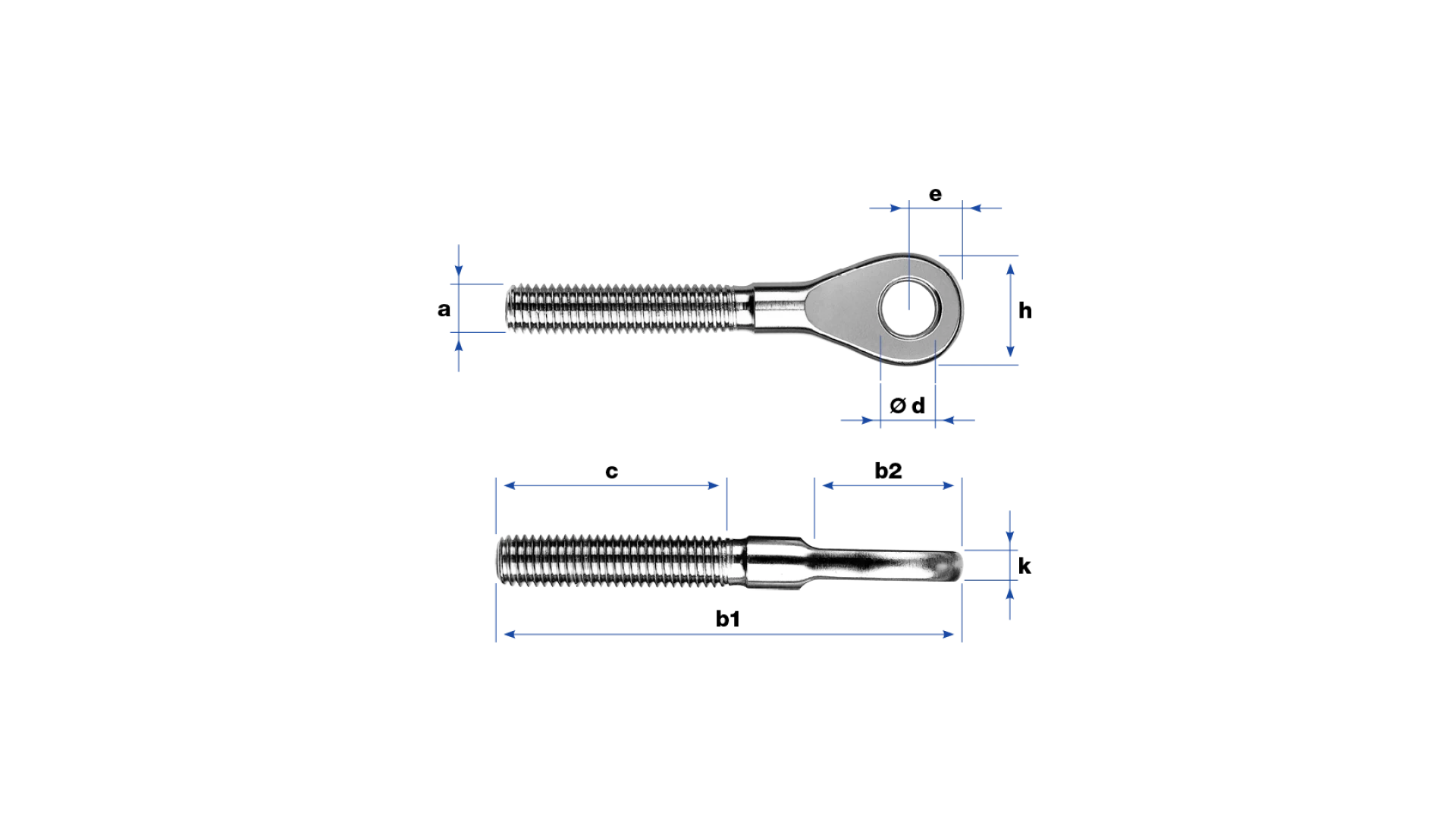 Eye-end with external thread right-hand